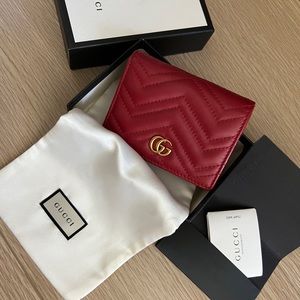 Authentic Gucci Marmont Red Card Case Wallet